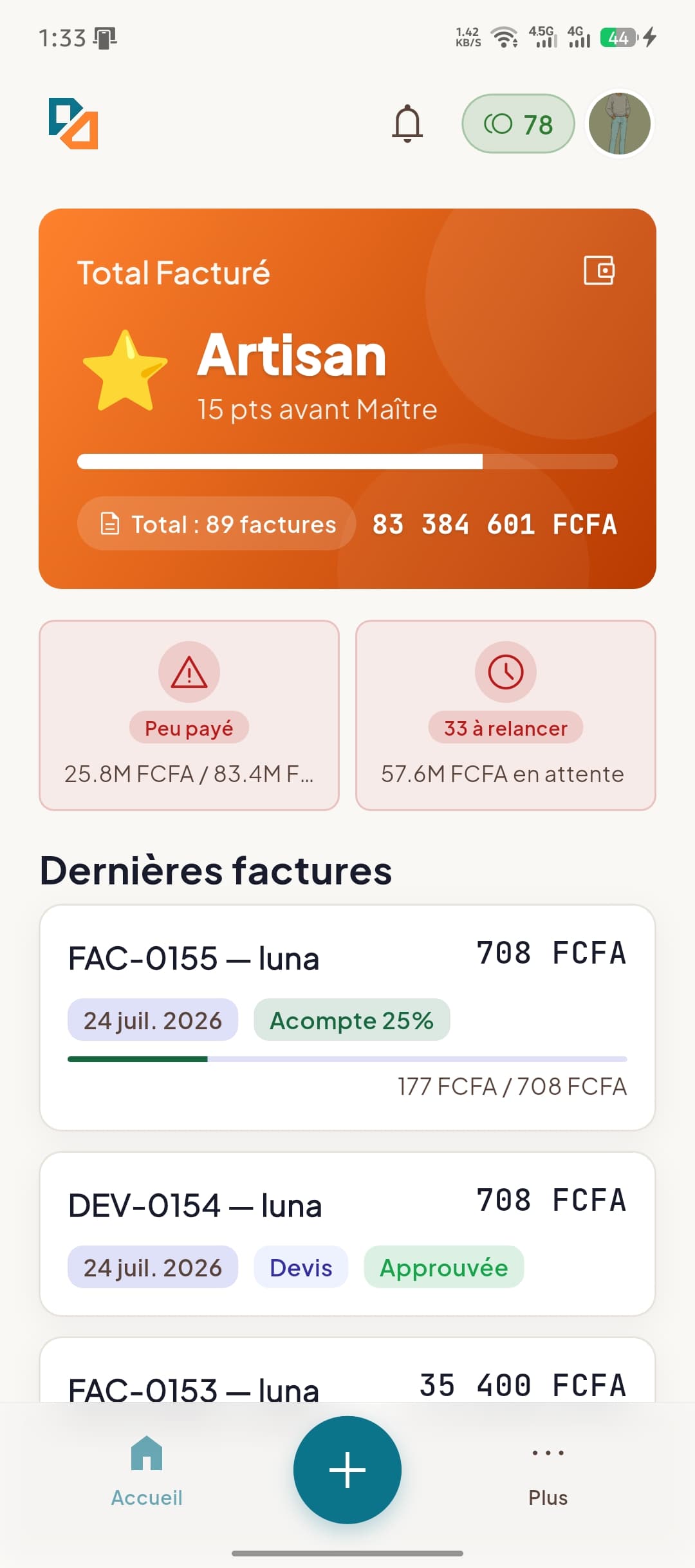 Facture+ - Catalogue produits